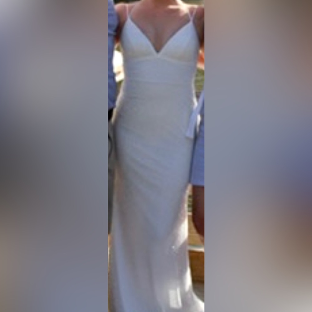 Gorgeous Sherri Hill White Prom / Formal Dress with Iridescent Beaded Overlay